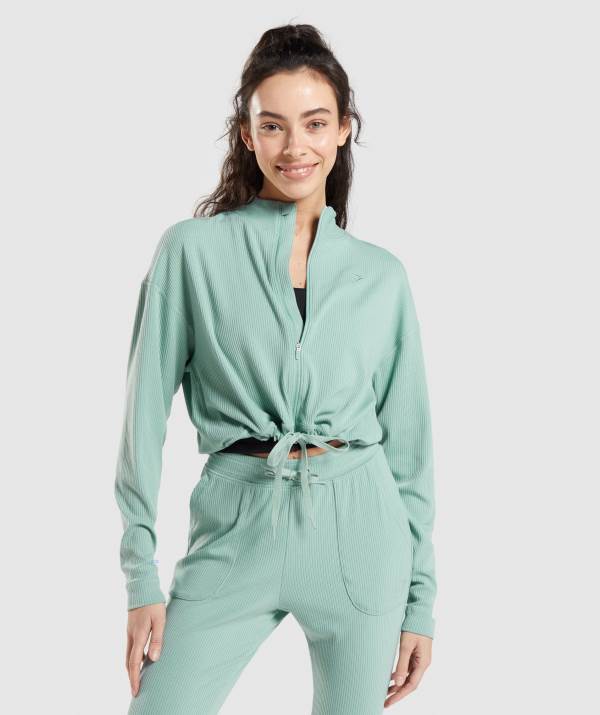 Damske Bundy Gymshark Pause Zip Up Modre | TF3156029